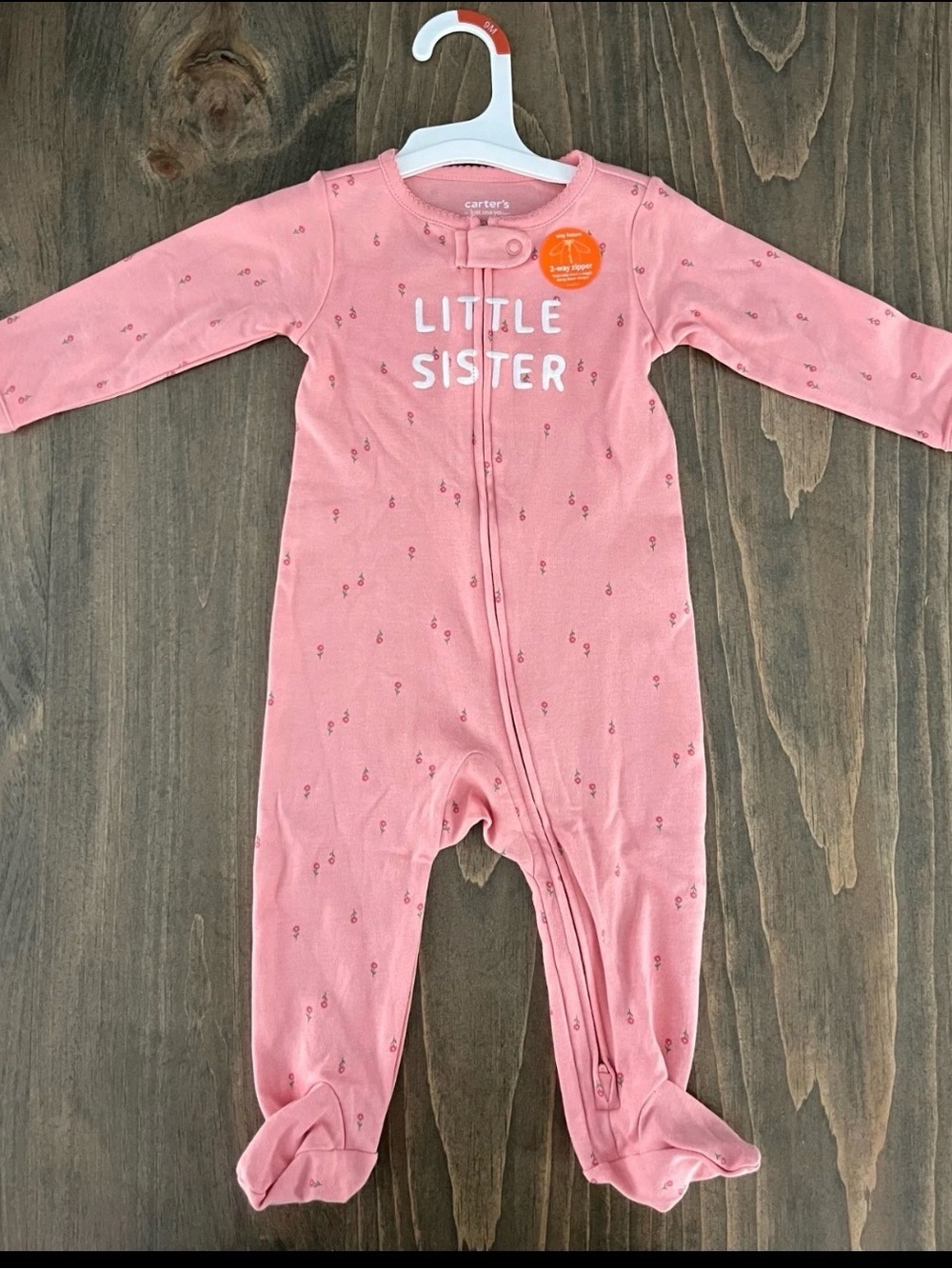 Carter's Pink 'Little Sister' Footed One-Piece Pajama
